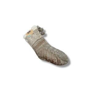 Muk‎ Luks Cabin Socks NWT Women's One Size Beige Fleece Lined Cozy Winter